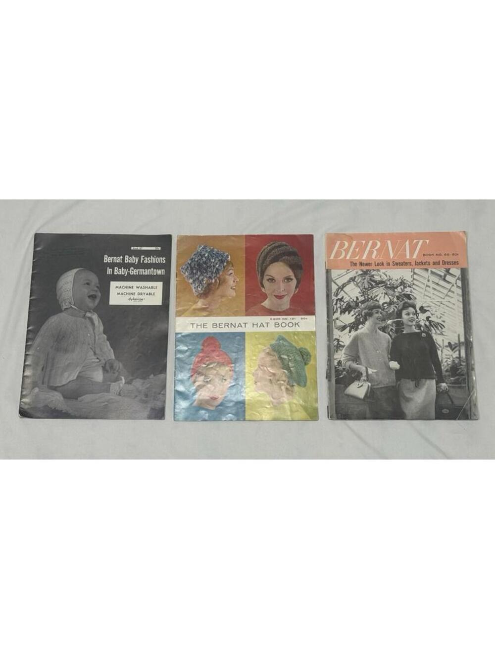 Bernat Vintage Knitting Pattern Books - Hats, Sweaters, Jackets, Baby Clothing